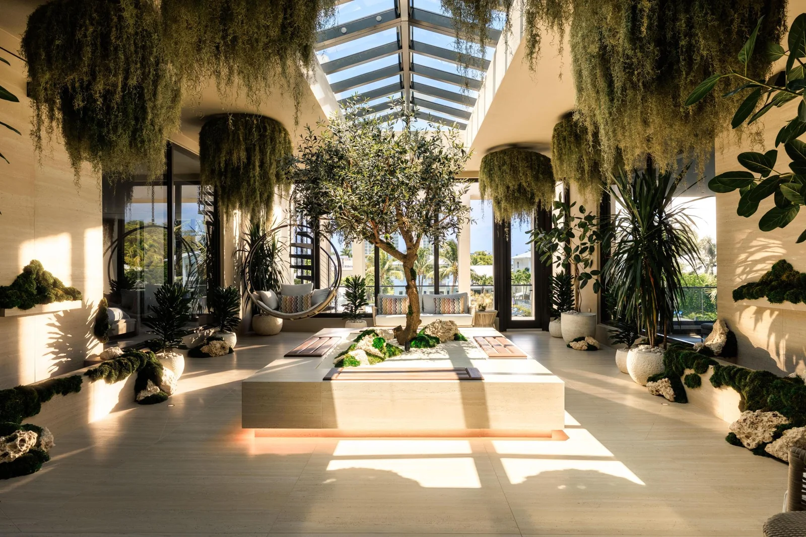 MiraGrace Zen Garden with flowing waterfall
